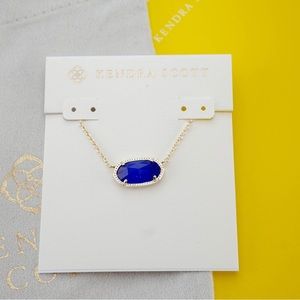 Kendra Scott Elisa Gold Pendant Necklace in Cobalt Cat's Eye